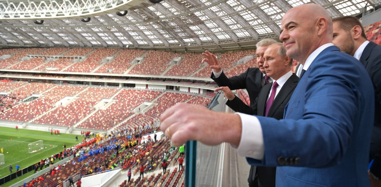 President Putin visits Luzhniki Stadium to start the FIFA World Cup Trophy Tour. Source: kremlin.ru.