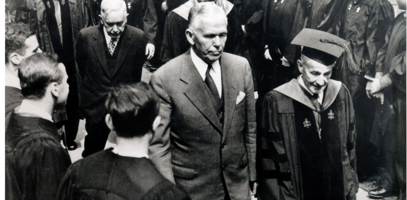 Secretary of State George Marshall at Harvard University