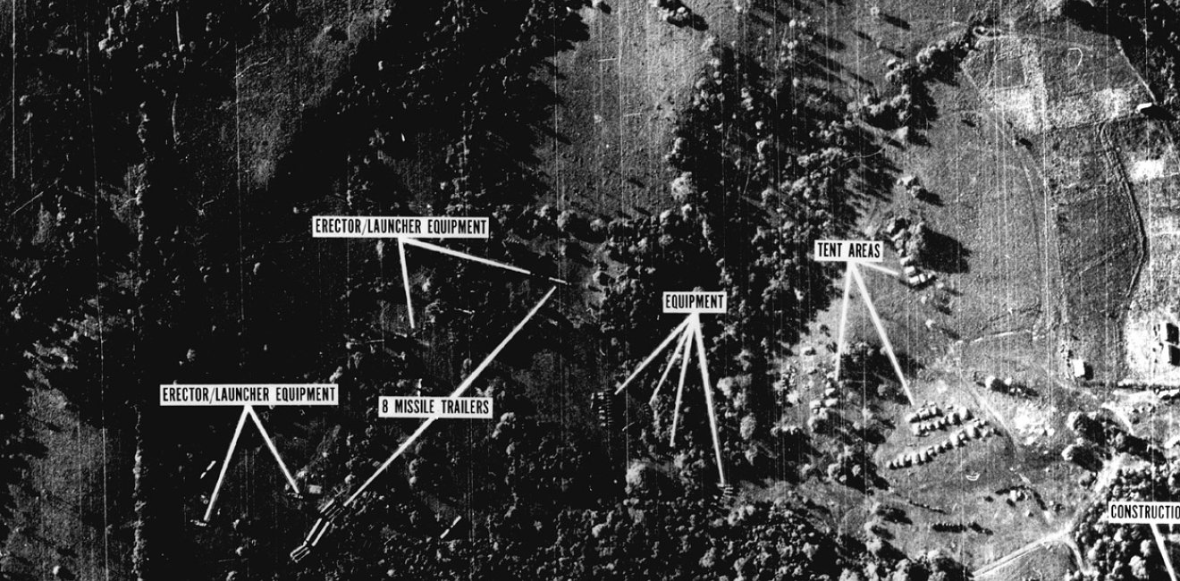 One of the first images of missile bases under construction shown to President Kennedy on the morning of October 16.