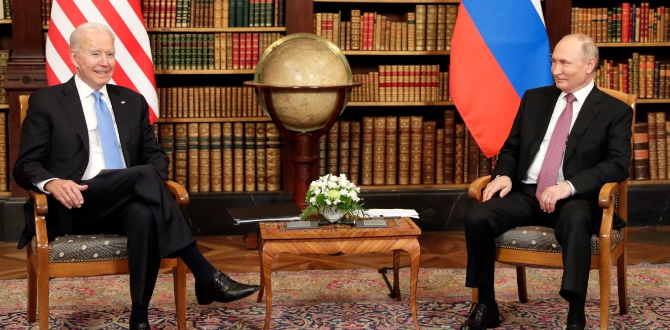 President Joe Biden sits with Russian President Vladimir Putin, 16 June 2021