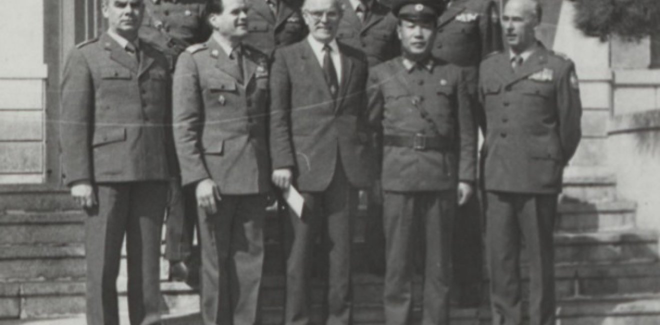 Photograph of North Koreans and Polish officers at Panmunjom