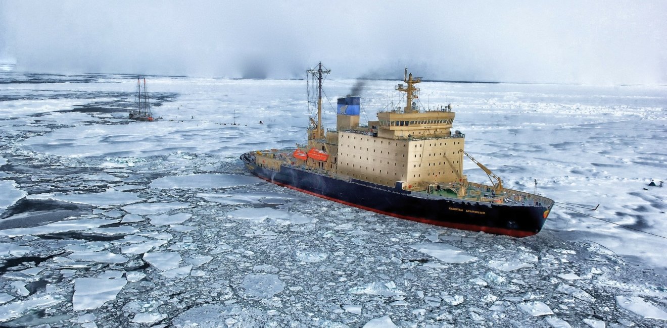 A boat in the Arctic Ocean