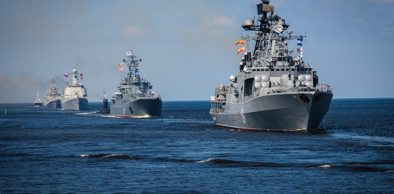 Five Russian nuclear warships in the sea.