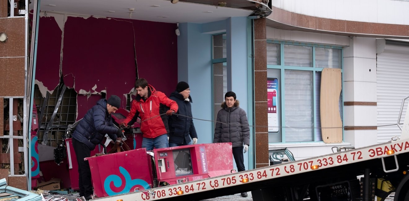 January 08, 2022 Kazakhstan, Almaty. Consequences of riots in the city, destroyed equipment and infrastructure of the city. Consequences of the terrorist attack on the city of Almaty.