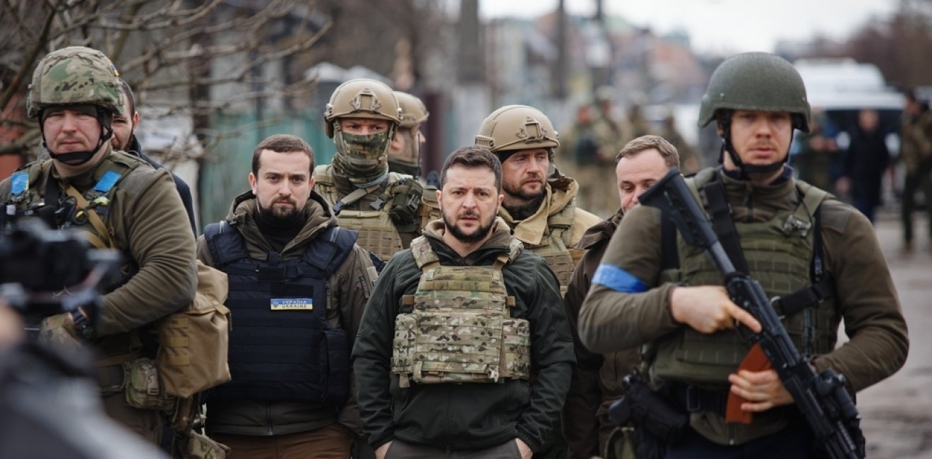 President Zelensky with soldiers