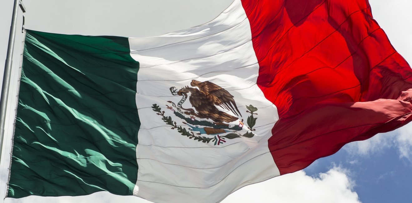 Mexican Flag flying in the wind