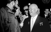 Khrushchev and Fidel Castro greet each other at the UNGA in 1960.