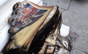 Damaged religious text in Odesa Ukraine