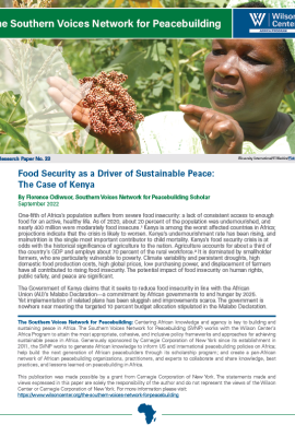 Food Security as a Driver of Sustainable Peace:  The Case of Kenya Publication Cover