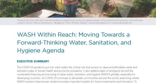 WASH Within Reach: Moving Towards a Forward-Thinking Water, Sanitation, and Hygiene Agenda