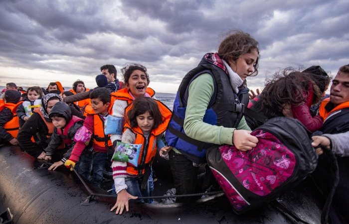 Refugees on a boat