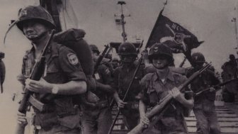 South Korean troops, pictured here landing in Vietnam, were the target of North Korean psychological warfare operations carried out in South Vietnam.