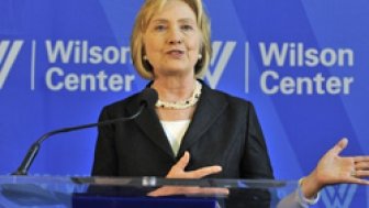 Hillary Clinton speaking at the Wilson Center