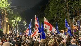 Pro-EU Georgians protesting in Tbilisi