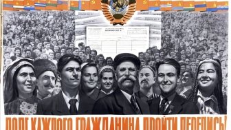 A poster advertising the 1957 soviet census