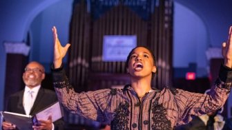 Lloyd Mallory as Charles Turner and Ayana Ogunsunlade as Hannah Pope in ‘Voices of Zion.’