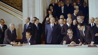 President Richard Nixon and General Secretary Leonid Brezhnev Signing the Anti-Ballistic Missile (ABM) Treaty and Interim Strategic Arms Limitations Talks (SALT) Agreement