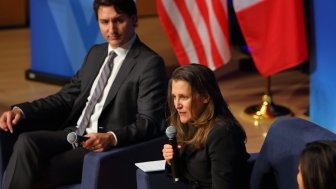 Deputy PM Chrystia Freeland answers a question