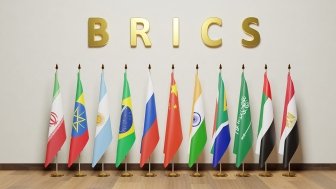 BRICS-member flags sit next to each other