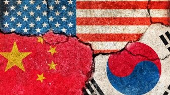 Image of USA, China, and South Korean flags