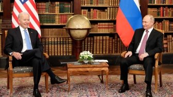 President Joe Biden sits with Russian President Vladimir Putin, 16 June 2021