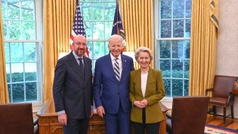 European Council President Charles Michel, US President Joe Biden and European Commission President Ursula von der Leyen