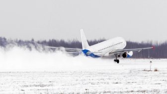 Plane takeoff icy picture