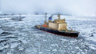 A boat in the Arctic Ocean