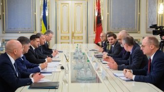 President of Ukraine Volodymyr Zelensky meets with the Prime Minister, Minister of European and Foreign Affairs of the Republic of Albania, and the current OSCE Chairman-in-Office Edi Rama.