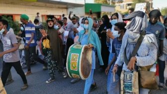 Women leading processions against the military coup in Bahri City, Sudan, November 2021