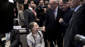 Sixteen-year-old Swedish climate activist Greta Thunberg attends the European Economic and Social Committee event on February 21, 2019, in Brussels, Belgium