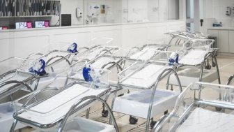 Photo of an empty maternity ward.