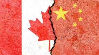 Canada/China Flag Divide