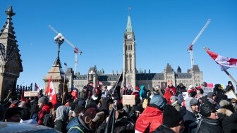 Canadian Truckers in front of Parliament