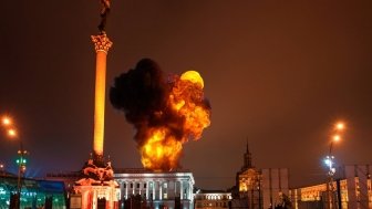 Missle explosion in Kyiv, February 24, 2022.