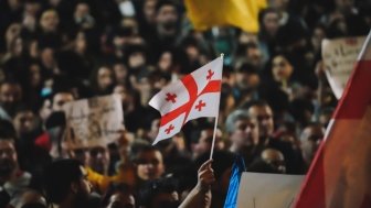 Crowded protest against law against foreign influence in Tbilisi, Georgia