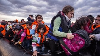 Refugees on a boat