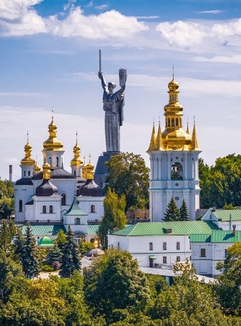 An aerial view of Kyiv, Ukraine