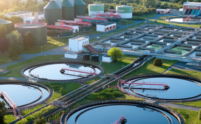 Aerial view of a water treatment plant