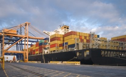 Cargo container ship in port