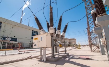 Power circuit breaker in substation, geothermal power plant. MEXICO