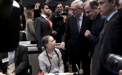 Sixteen-year-old Swedish climate activist Greta Thunberg attends the European Economic and Social Committee event on February 21, 2019, in Brussels, Belgium