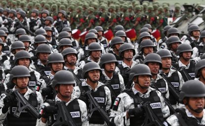 National Guard troops in formation.