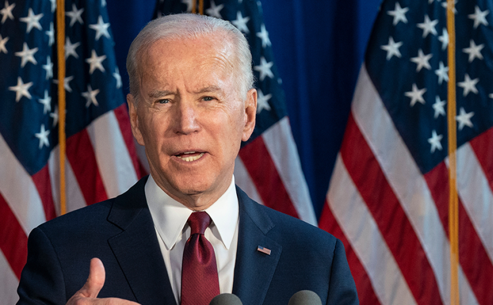 Lev Radin/ New York, NY - January 7, 2020: Former Vice President & Democratic hopeful Joe Biden made foreign policy statement at Current on Pier 59/ Shutterstock.com