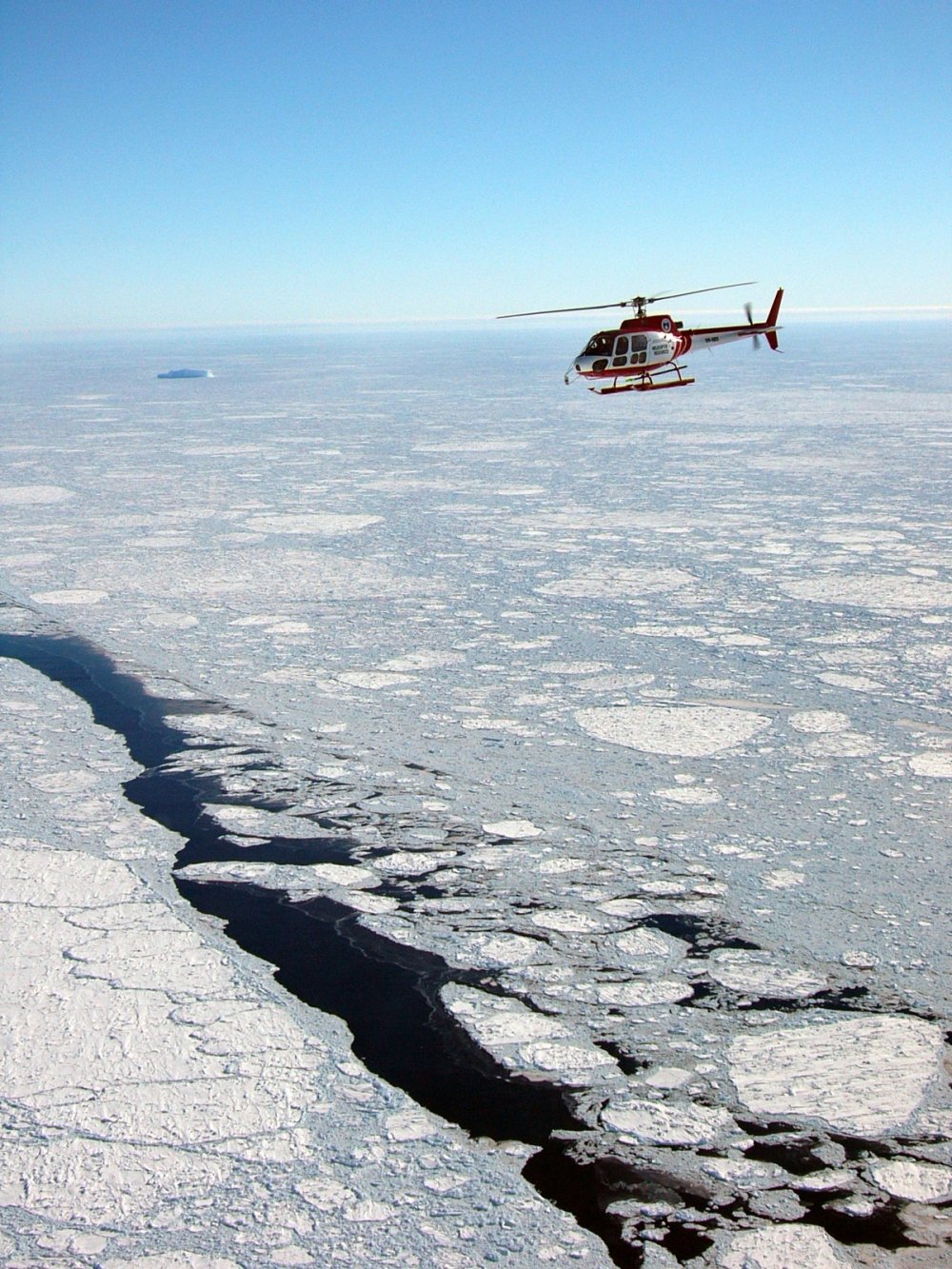 Helicopter over ice