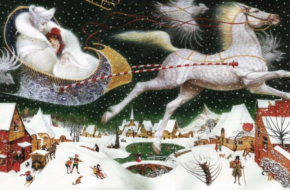 A Yerko illustration for a Ukrainian edition of Hans Christian Anderson's "The Snow Queen"