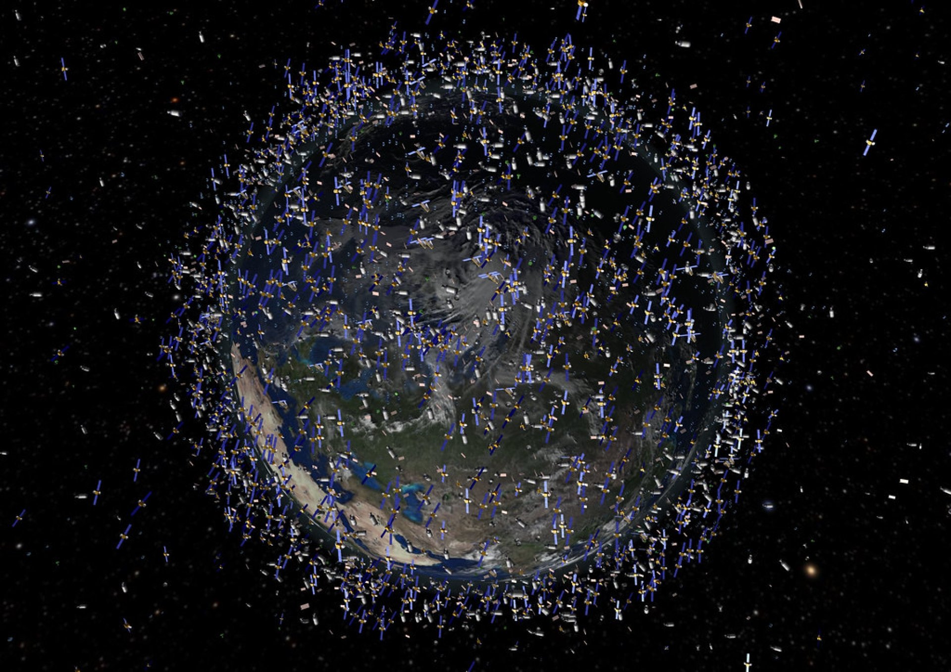 Rendering of space debris