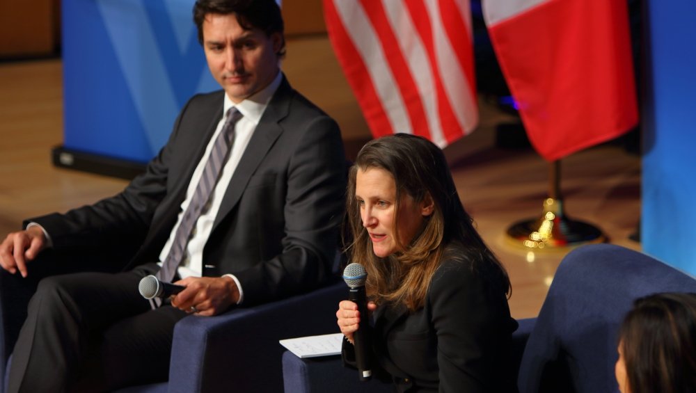 Deputy PM Chrystia Freeland answers a question